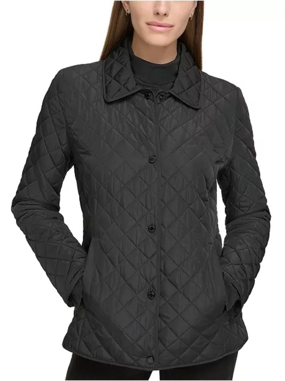 Calvin Klein Quilted Black Button-Front Bomber Jacket 1x New comfy